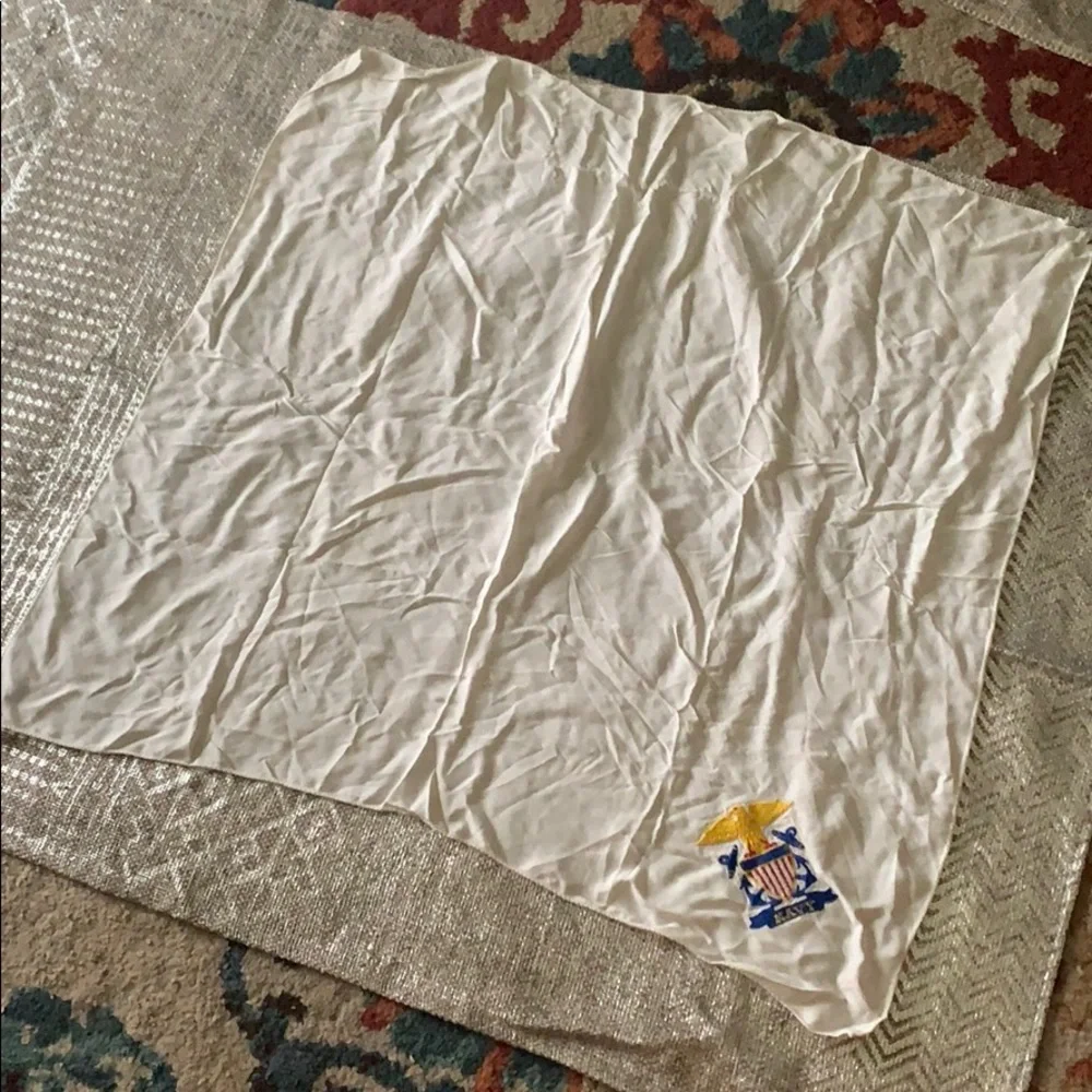 ⚠️ scarf ESTATE ITEM Navy scarf with damage and repair